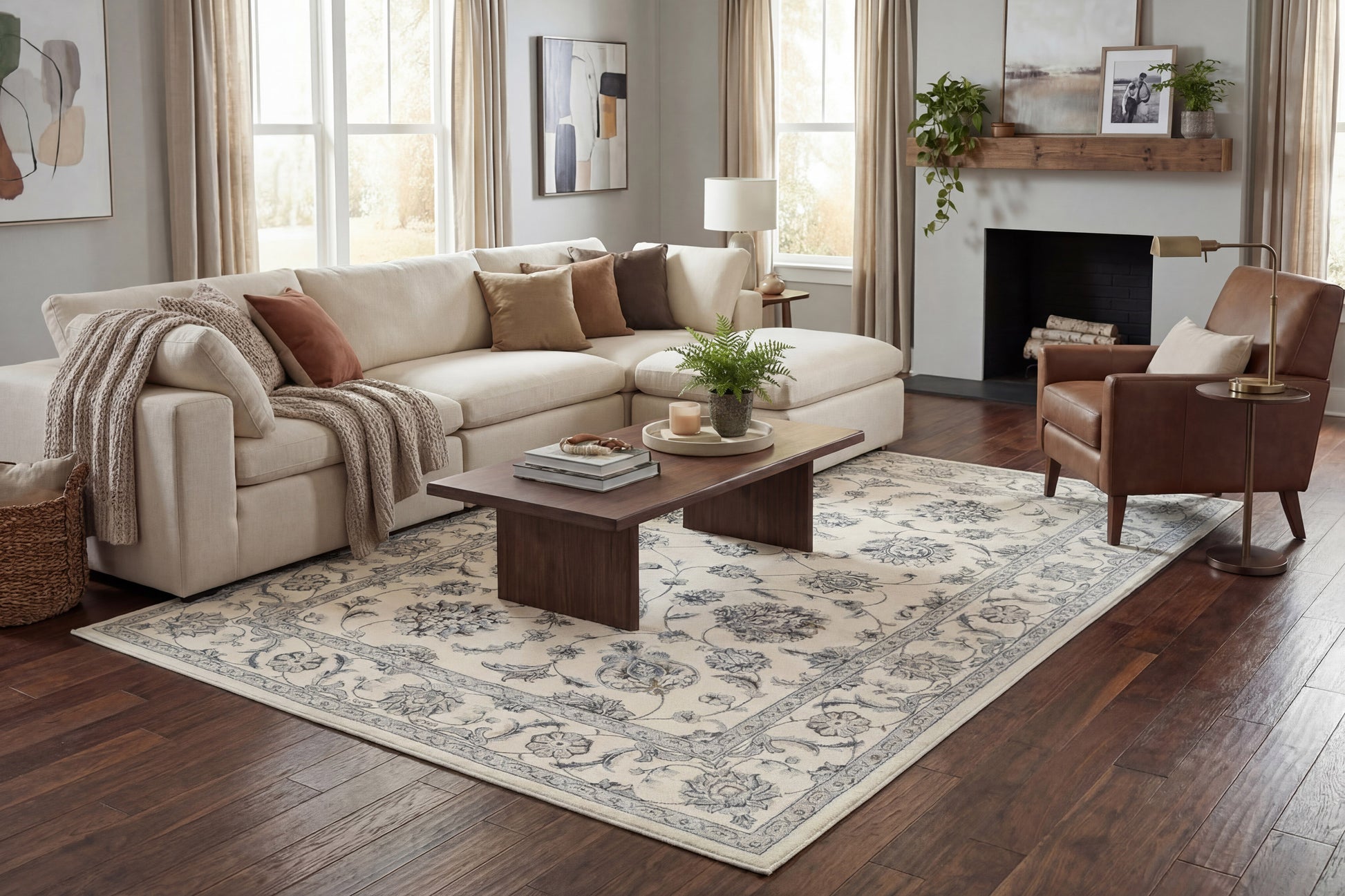 Ancient Garden Traditional Cream Classic Medium Pile Rug