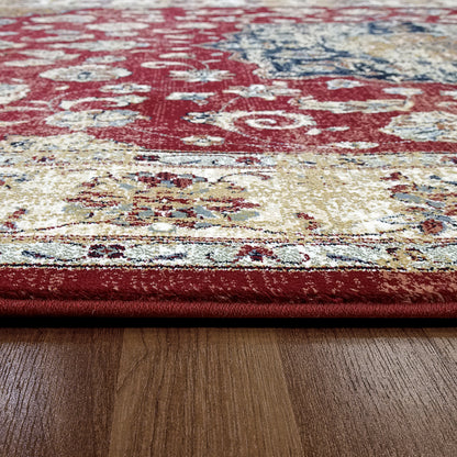 Ancient Garden Traditional Red/Ivory Classic Medium Pile Rug