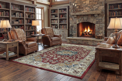 Ancient Garden Traditional Red/Ivory Classic Medium Pile Rug