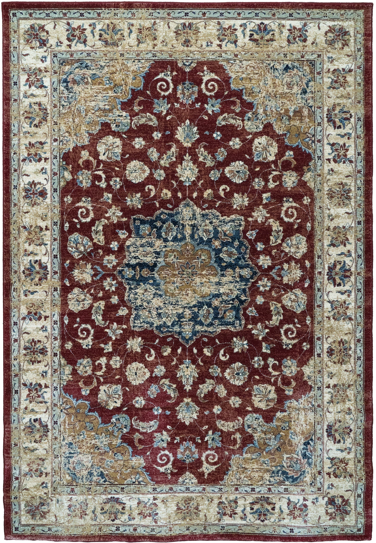Ancient Garden Traditional Red/Ivory Classic Medium Pile Rug