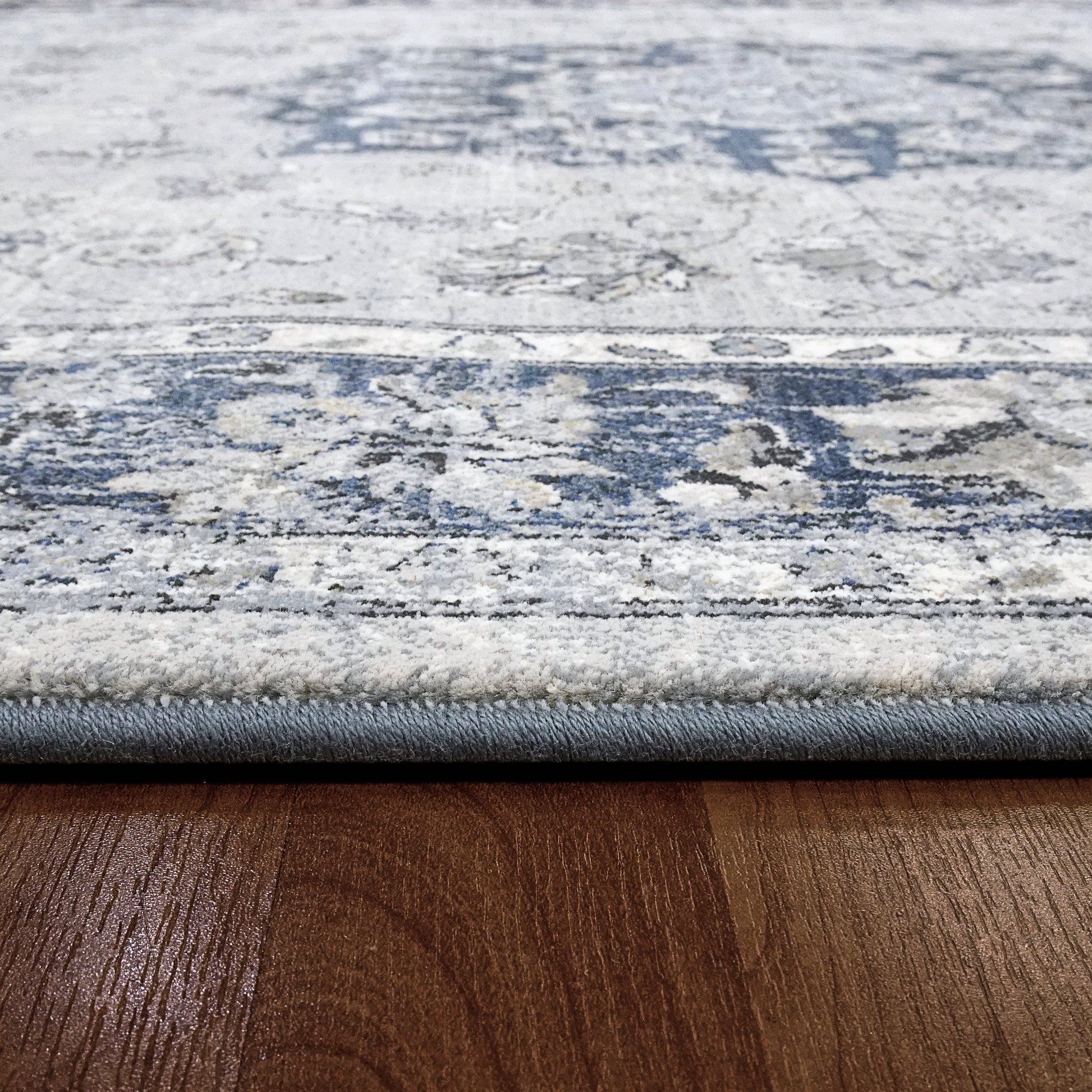 Ancient Garden Traditional Silver/Blue Distressed Medium Pile Rug