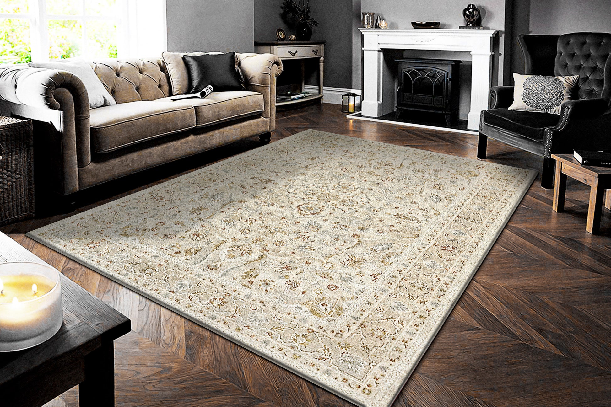 Annalise Traditional Beige/Cream Oriental Medium Pile Rug