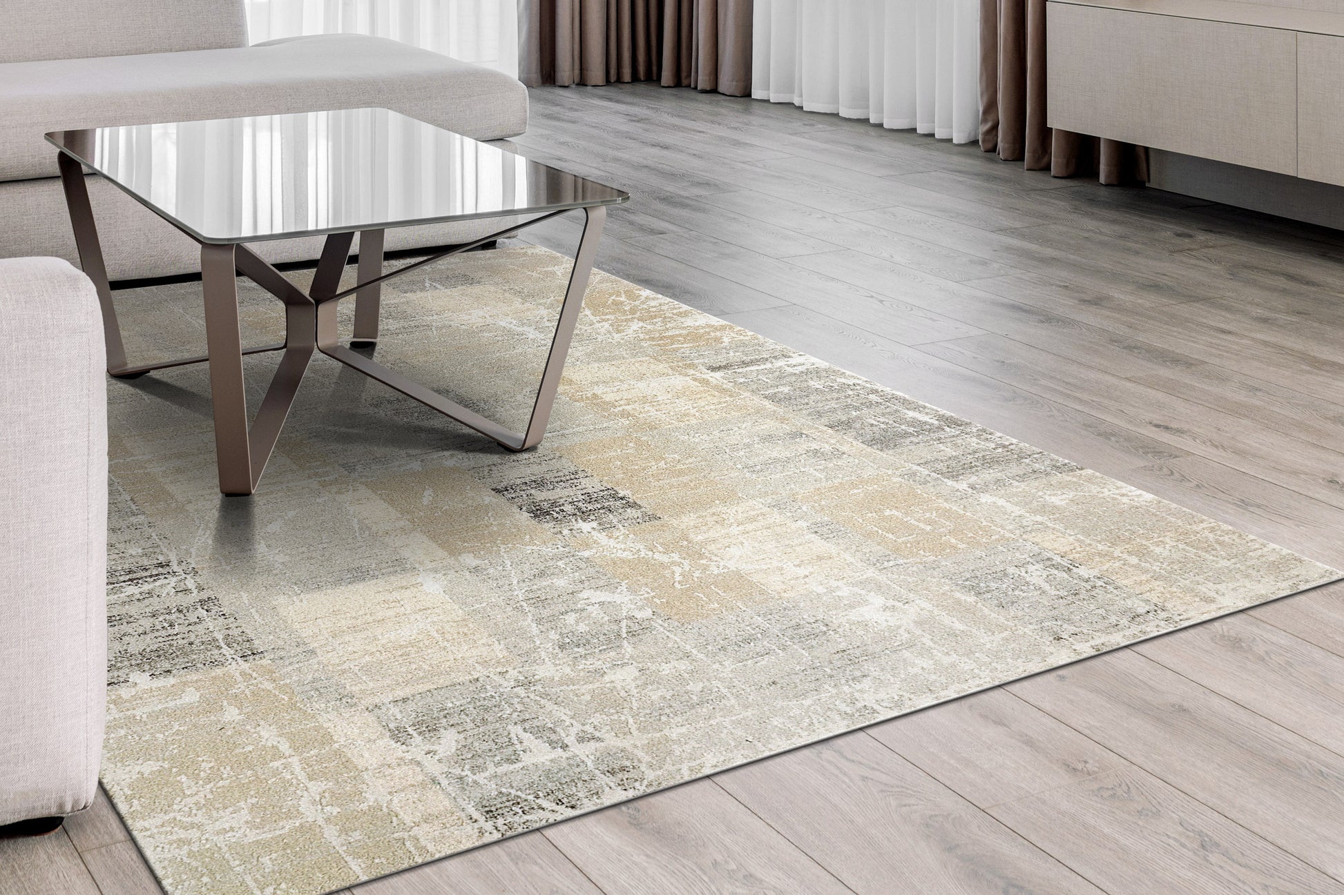 Annalise Modern Grey/Beige/Charcoal Geometric Medium Pile Rug