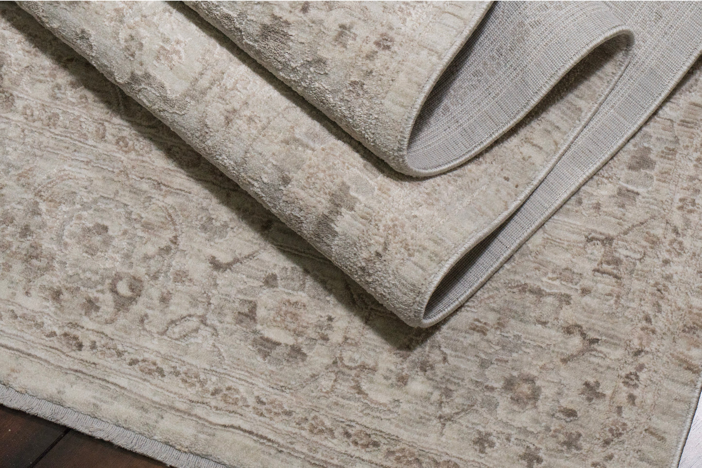 Artemis Traditional Beige/Grey Damask Low Pile Rug