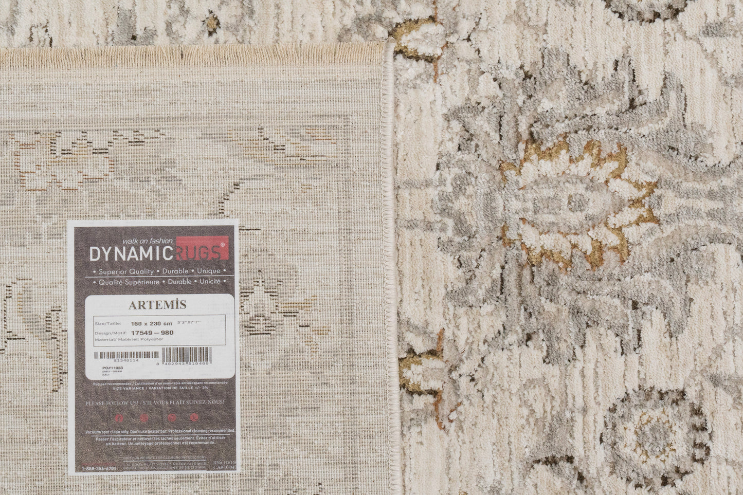 Artemis Traditional Grey/Beige Damask Medium Pile Rug