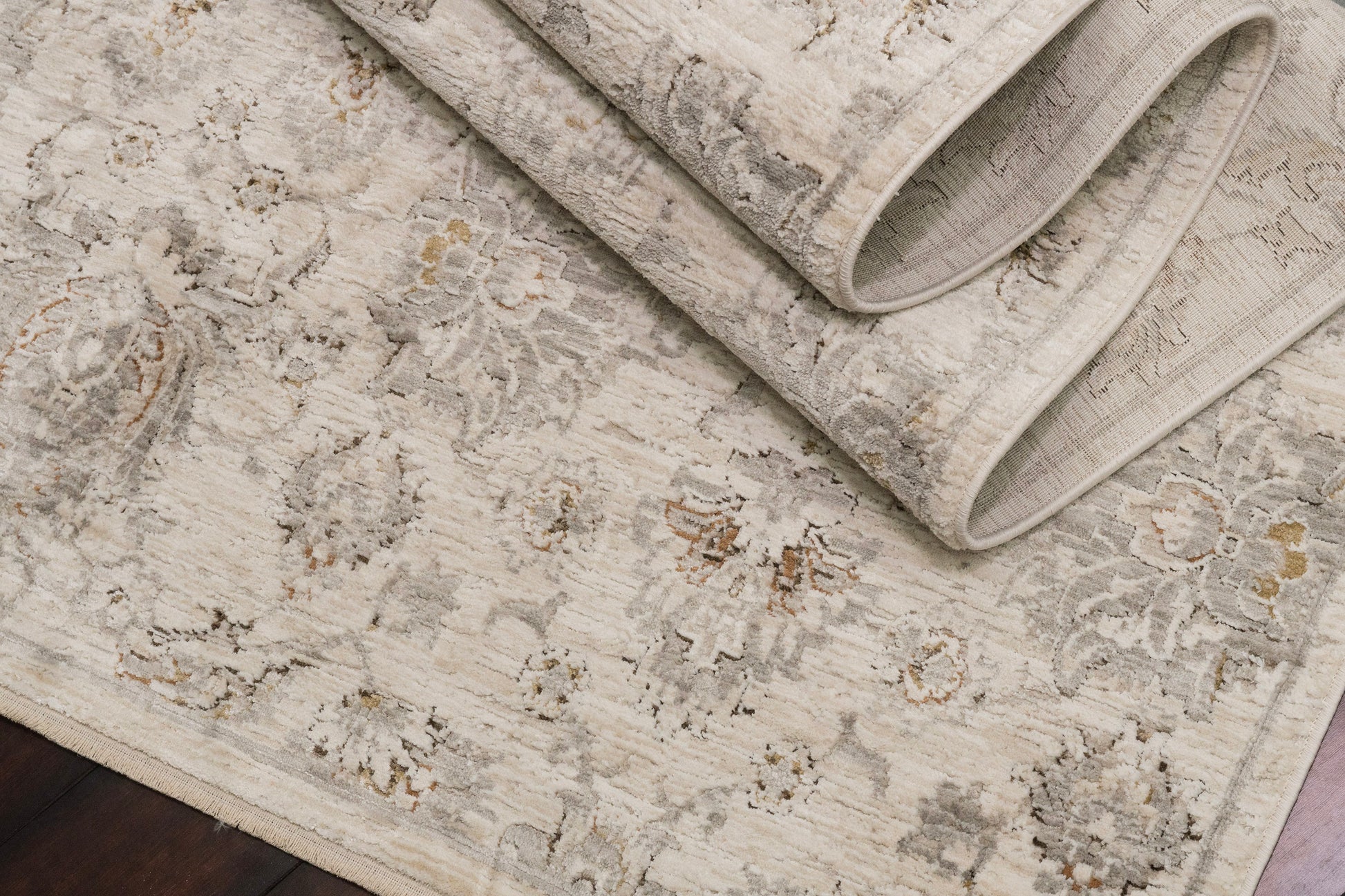 Artemis Traditional Grey/Beige Damask Medium Pile Rug