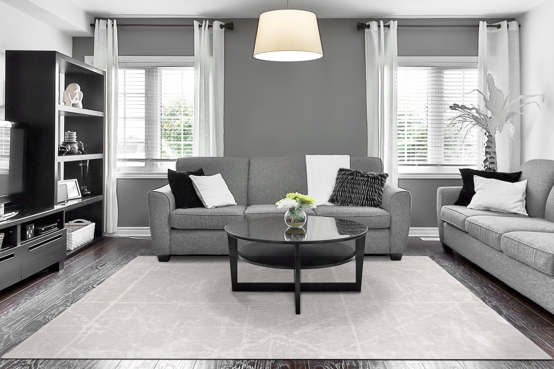 Arten Modern Cream/Grey Abstract Medium Pile Rug