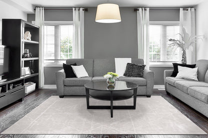 Arten Modern Cream/Grey Abstract Medium Pile Rug