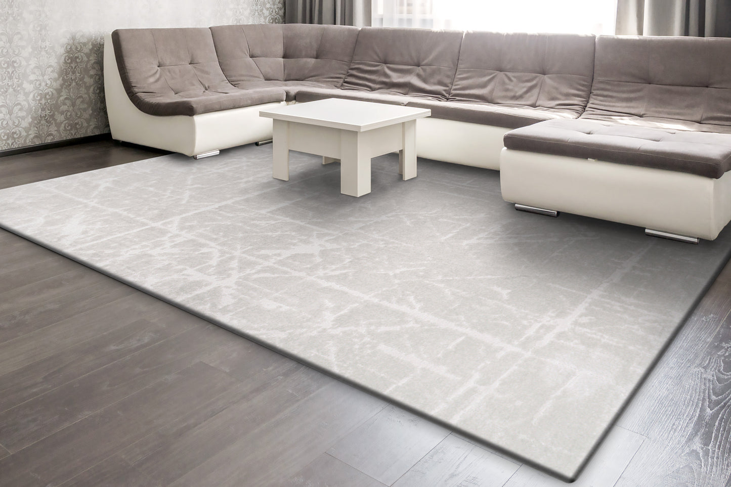 Arten Modern Cream/Grey Abstract Medium Pile Rug