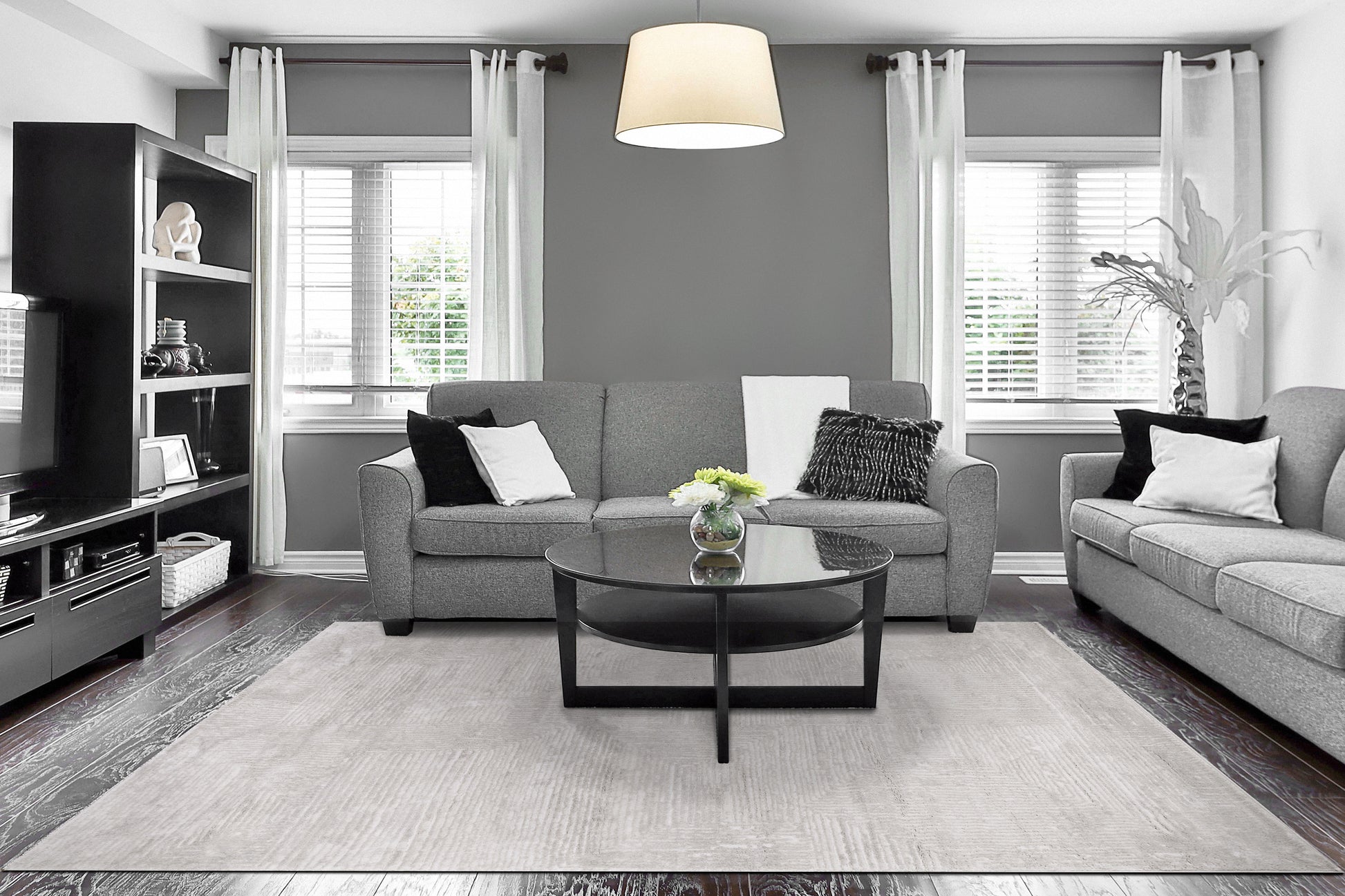 Arten Modern Light Grey Geometric Medium Pile Rug
