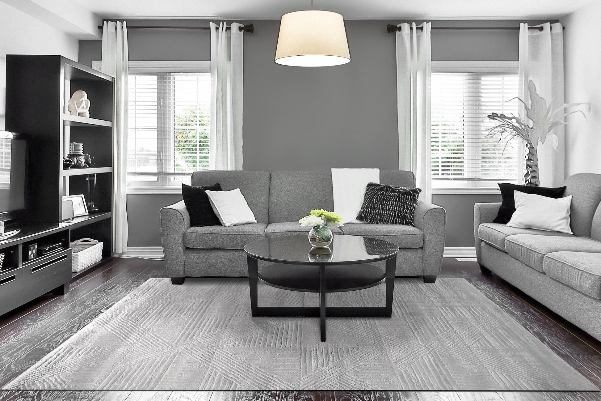 Arten Modern Cream/Grey Geometric Medium Pile Rug