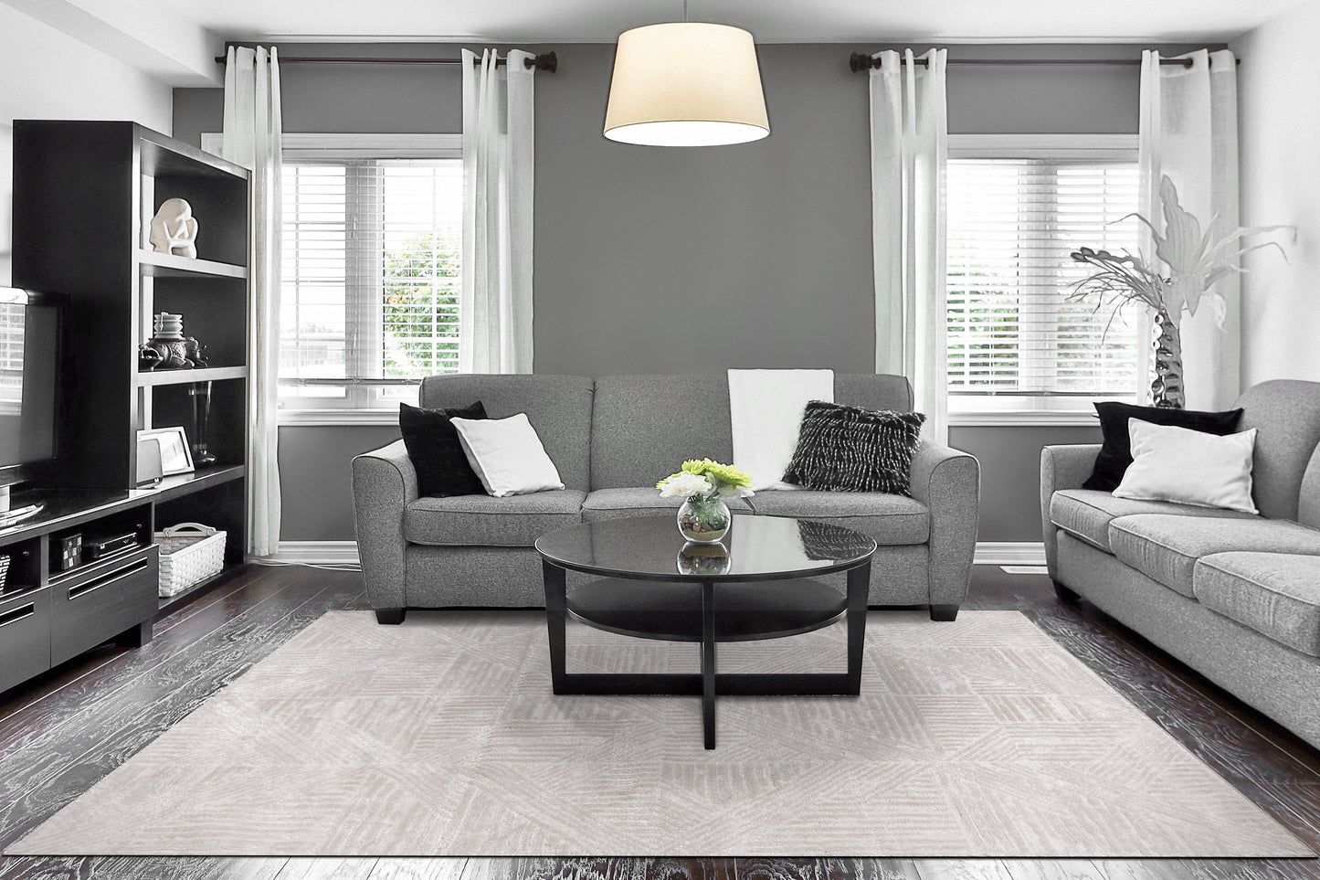 Arten Modern Grey Geometric Medium Pile Rug