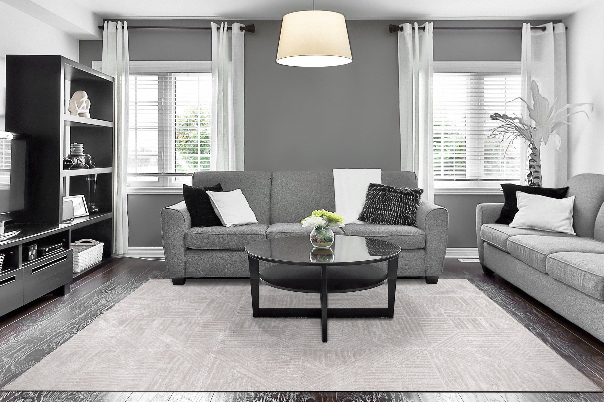 Arten Modern Grey Geometric Medium Pile Rug