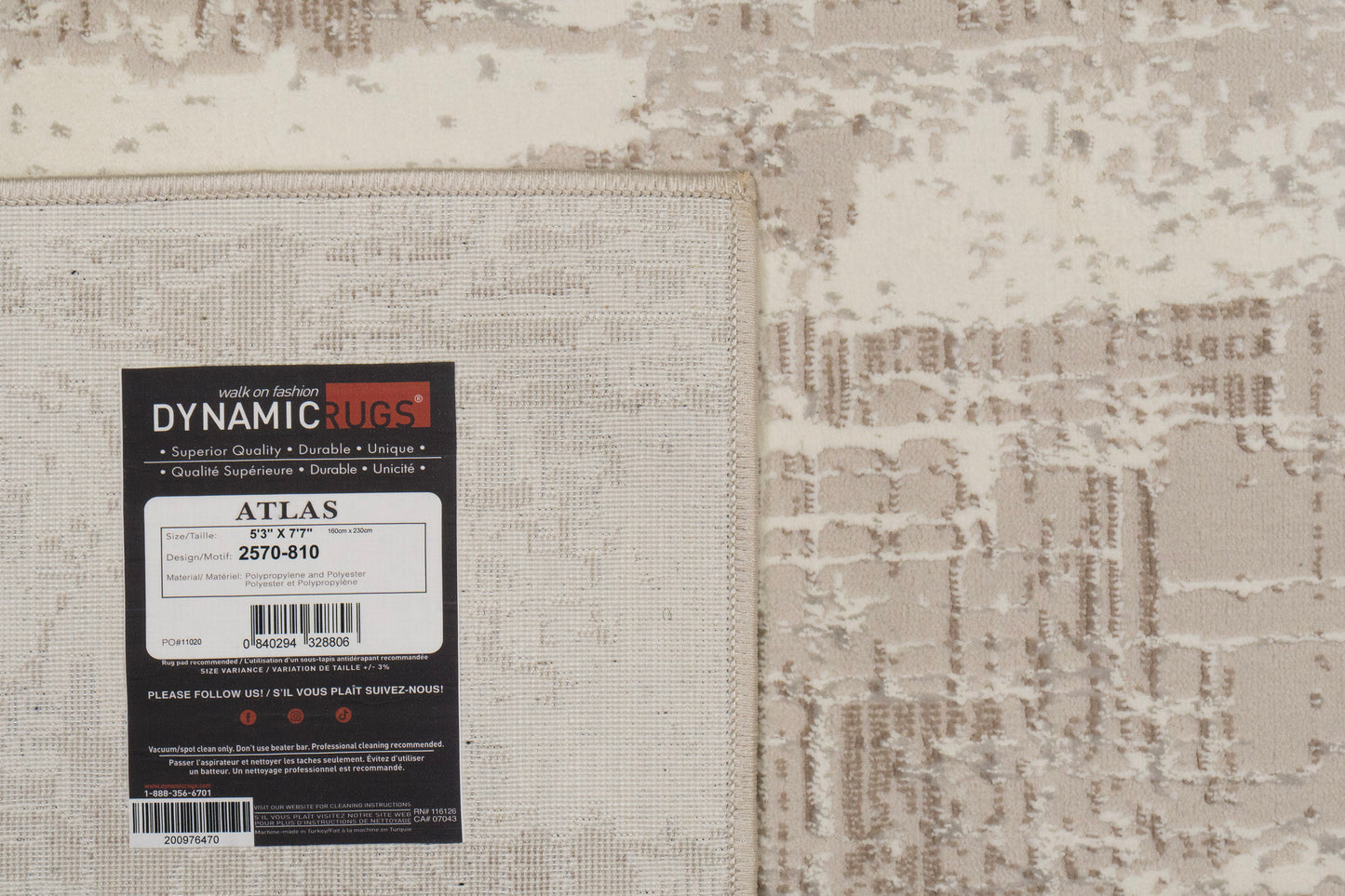 Atlas Modern Beige/Ivory Abstract Medium Pile Rug