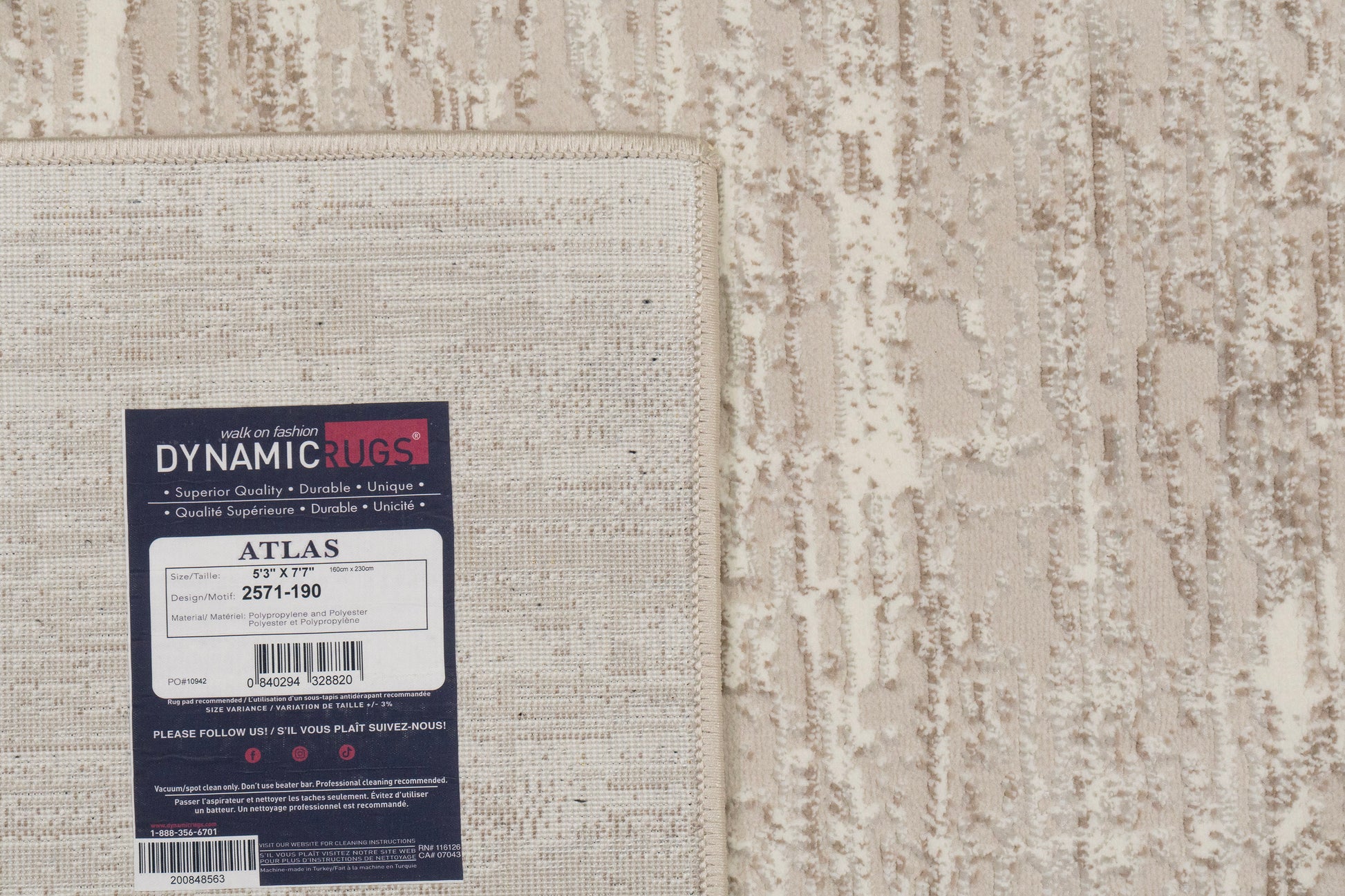 Atlas Modern Cream/Grey Abstract Medium Pile Rug