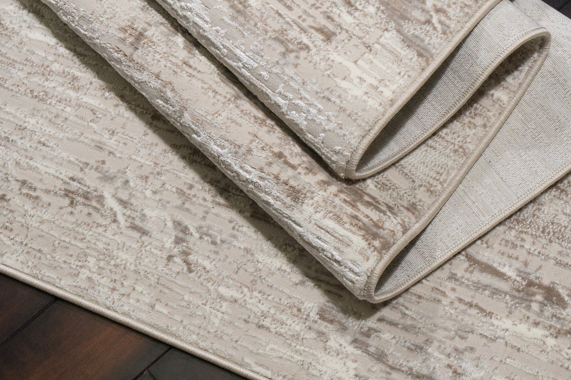 Atlas Modern Cream/Grey Abstract Medium Pile Rug