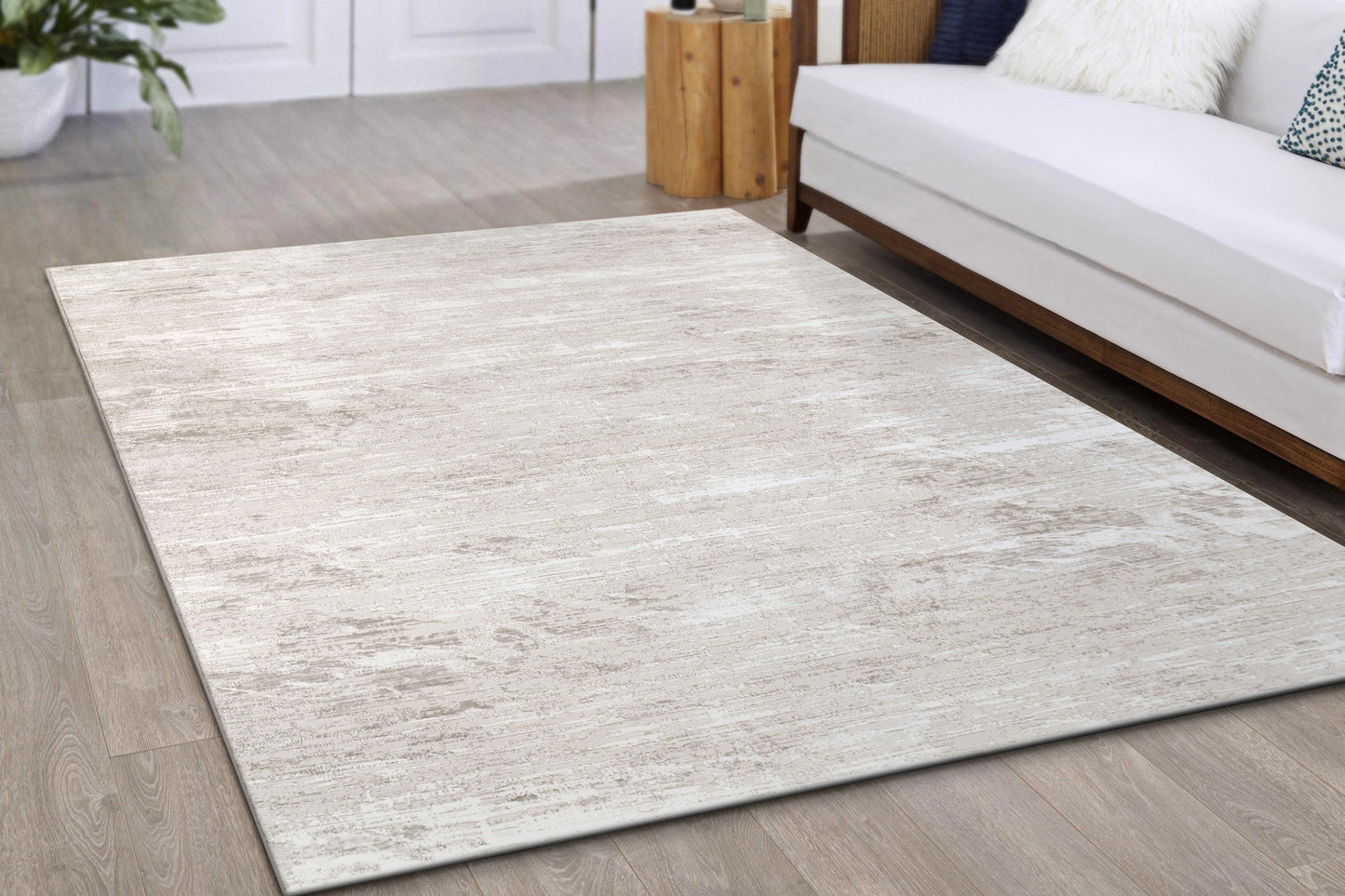 Atlas Modern Cream/Grey Abstract Medium Pile Rug