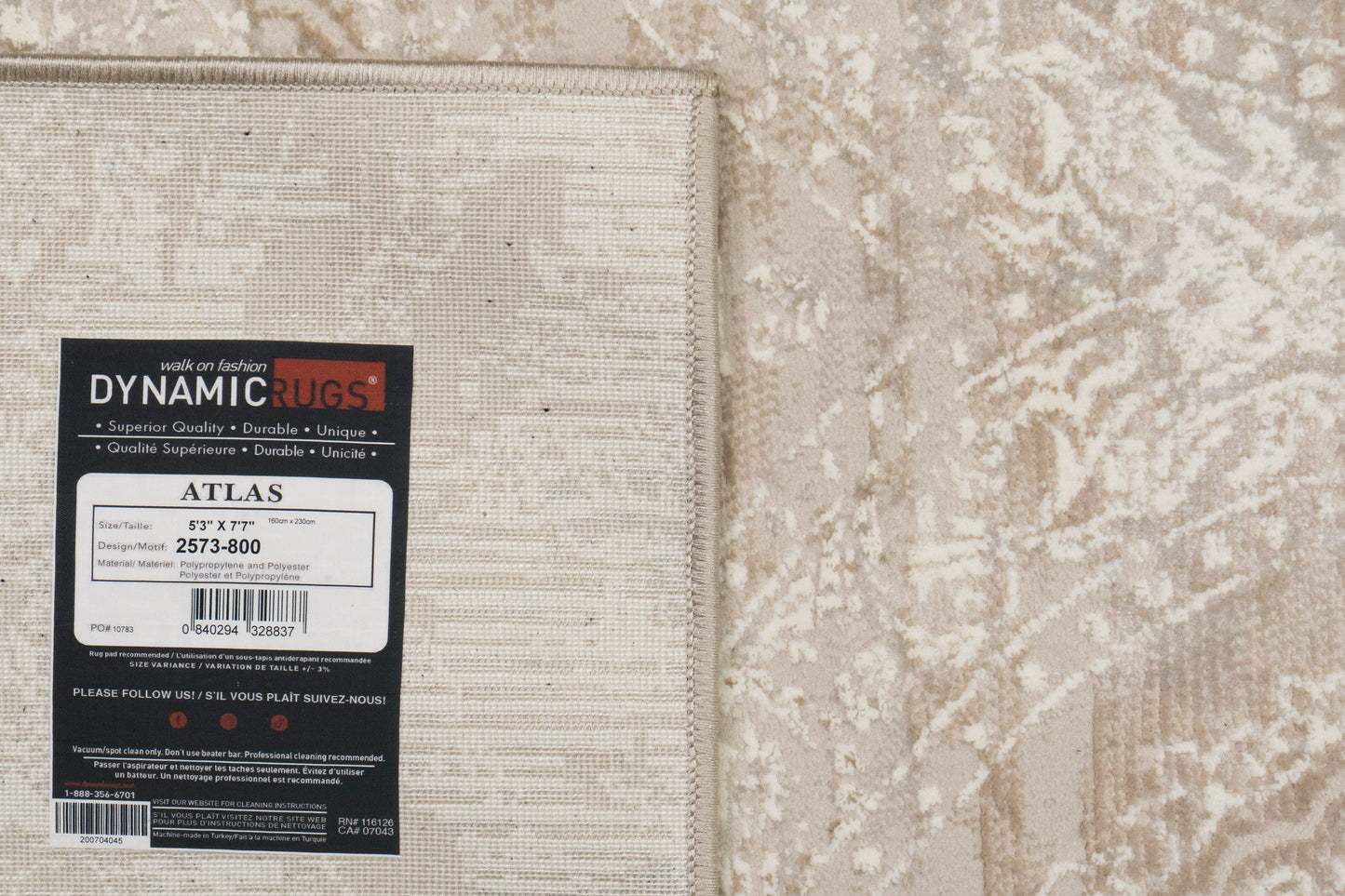 Atlas Transitional Beige Damask Medium Pile Rug