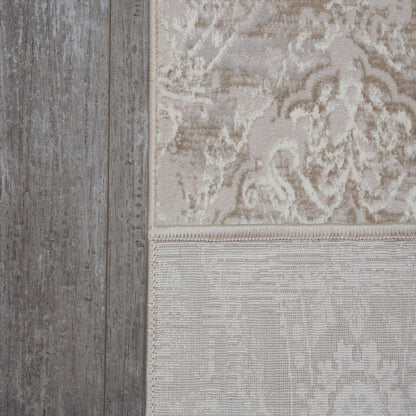 Atlas Transitional Beige Damask Medium Pile Rug