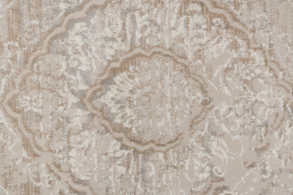 Atlas Transitional Beige Damask Medium Pile Rug