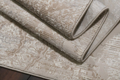 Atlas Transitional Beige Damask Medium Pile Rug