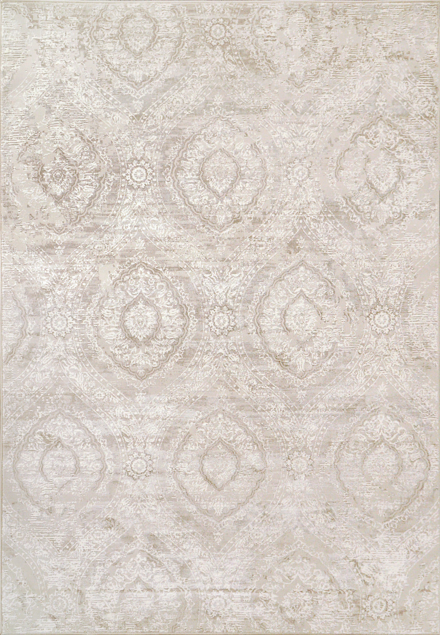 Atlas Transitional Beige Damask Medium Pile Rug