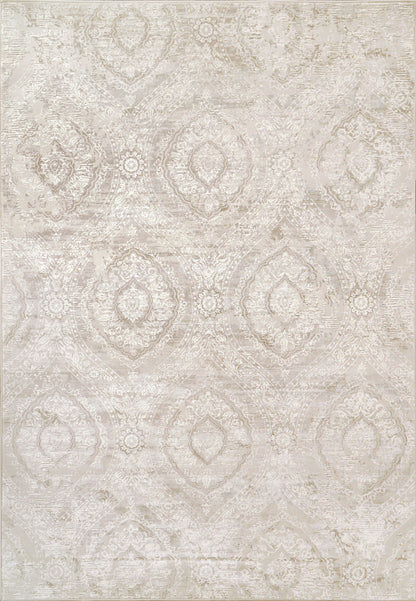 Atlas Transitional Beige Damask Medium Pile Rug