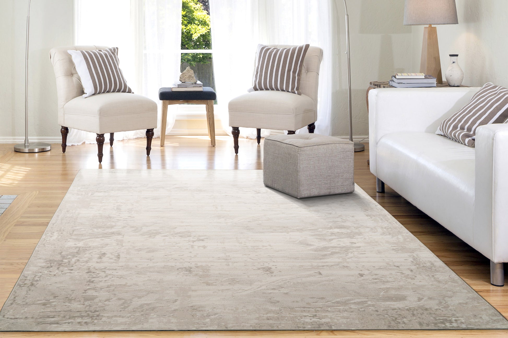 Atlas Modern Ivory/Grey Abstract Medium Pile Rug
