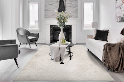 Atlas Modern Grey/Ivory Geometric Medium Pile Rug