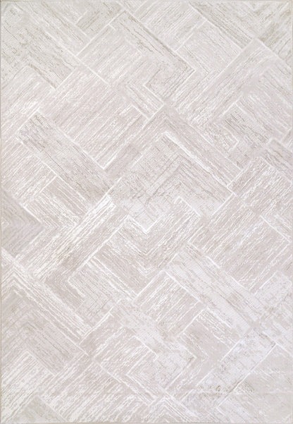 Atlas Modern Grey/Ivory Geometric Medium Pile Rug