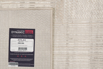 Atlas Modern Beige/Grey Geometric Medium Pile Rug