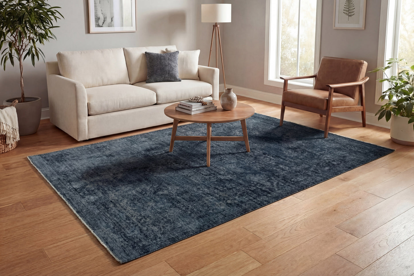 Atmos Traditional Navy Medallion Medium Pile Rug