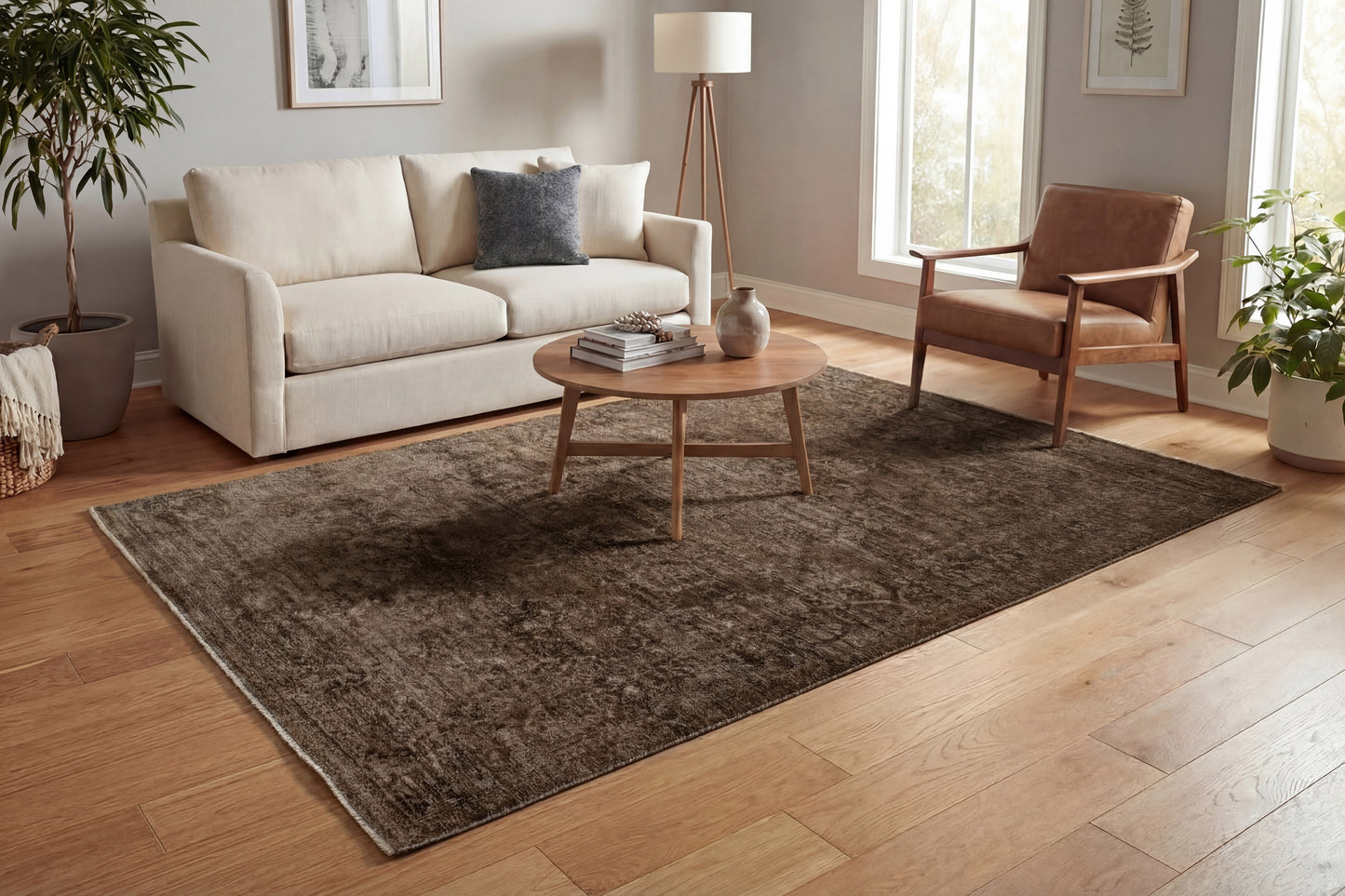 Atmos Traditional Brown/Beige Medallion Medium Pile Rug
