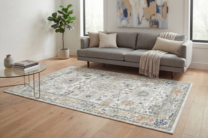 Authentic Traditional Ivory/Multi Oriental Medium Pile Rug