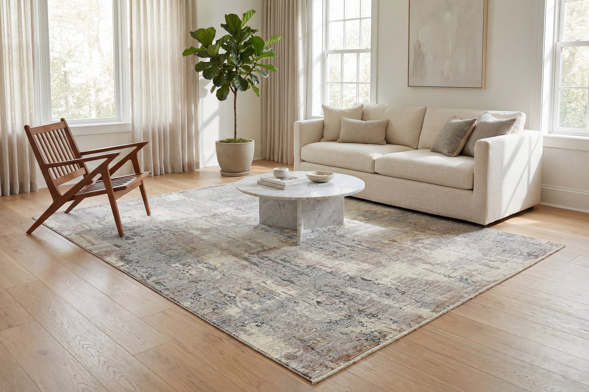 Autumn Modern Cream Abstract Medium Pile Rug