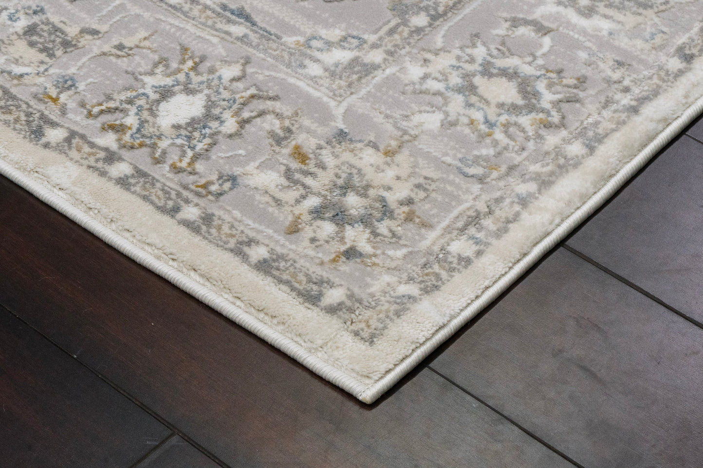 Azure Traditional Cream/Grey/Blue Floral Medium Pile Rug