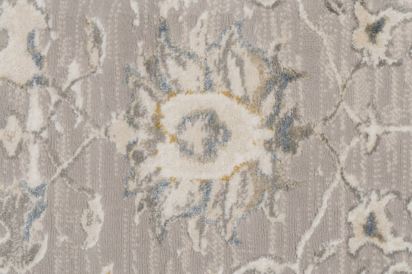 Azure Traditional Cream/Grey/Blue Floral Medium Pile Rug