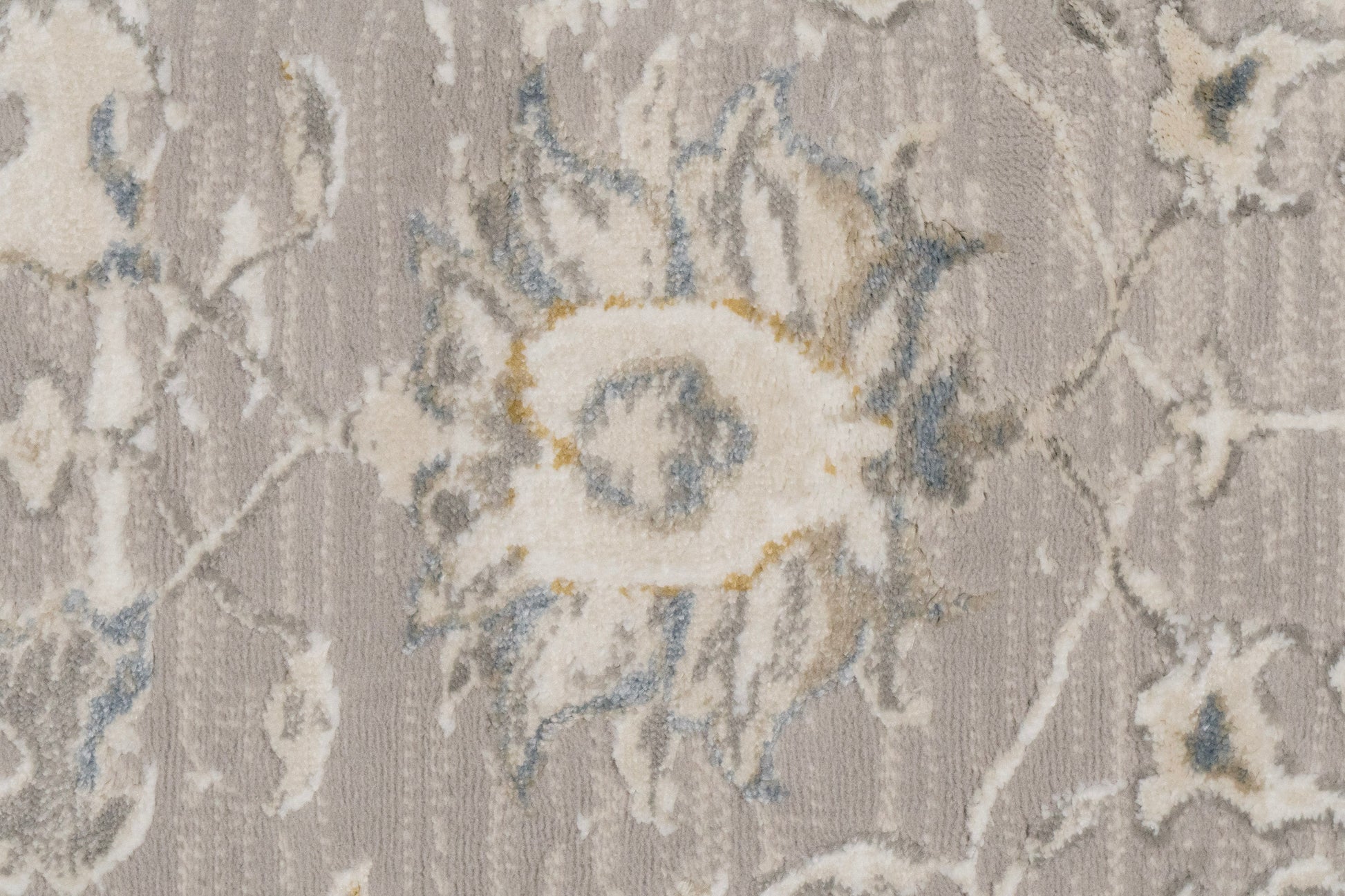 Azure Traditional Cream/Grey/Blue Floral Medium Pile Rug