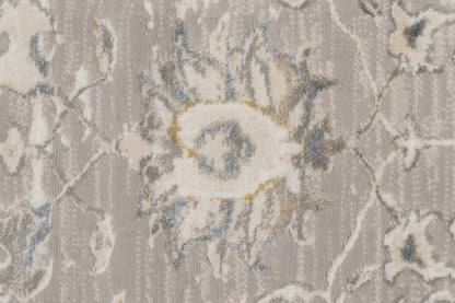 Azure Traditional Cream/Grey/Blue Floral Medium Pile Rug