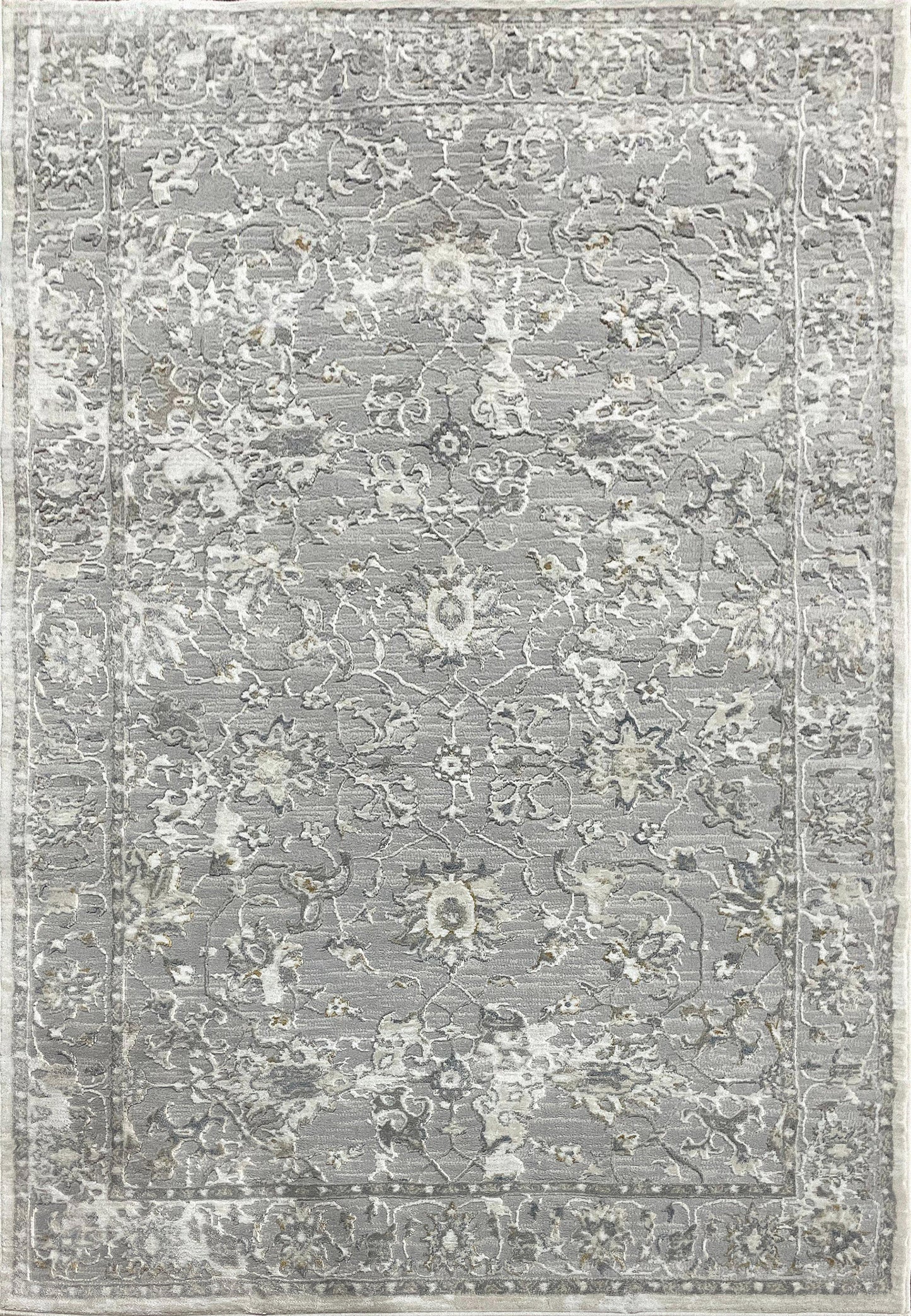 Azure Traditional Cream/Grey/Blue Floral Medium Pile Rug