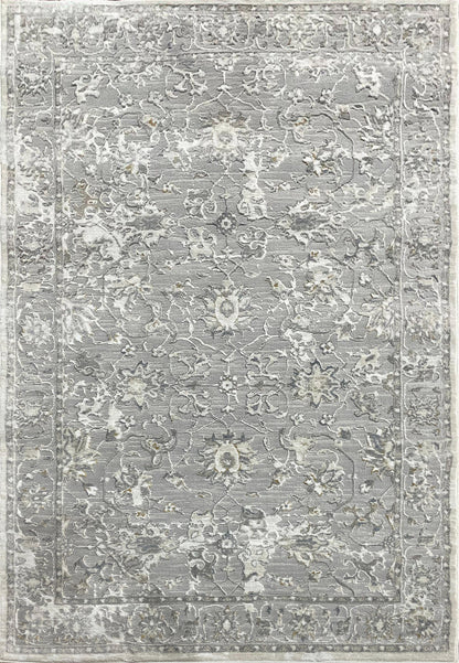 Azure Traditional Cream/Grey/Blue Floral Medium Pile Rug