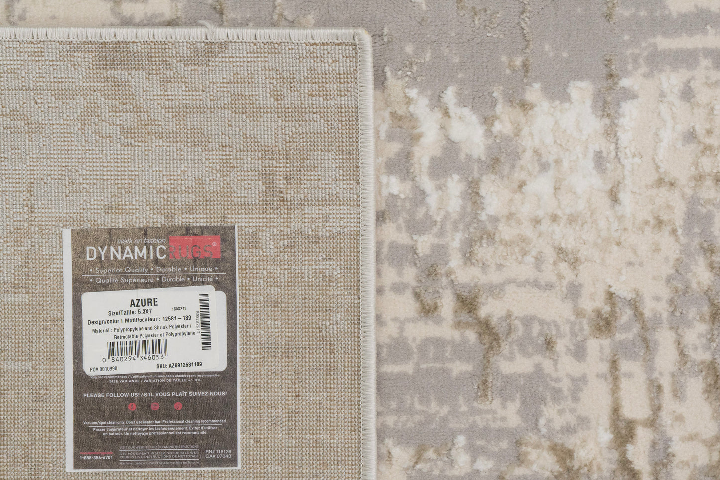 Azure Modern Ivory/Beige/Grey Abstract Medium Pile Rug