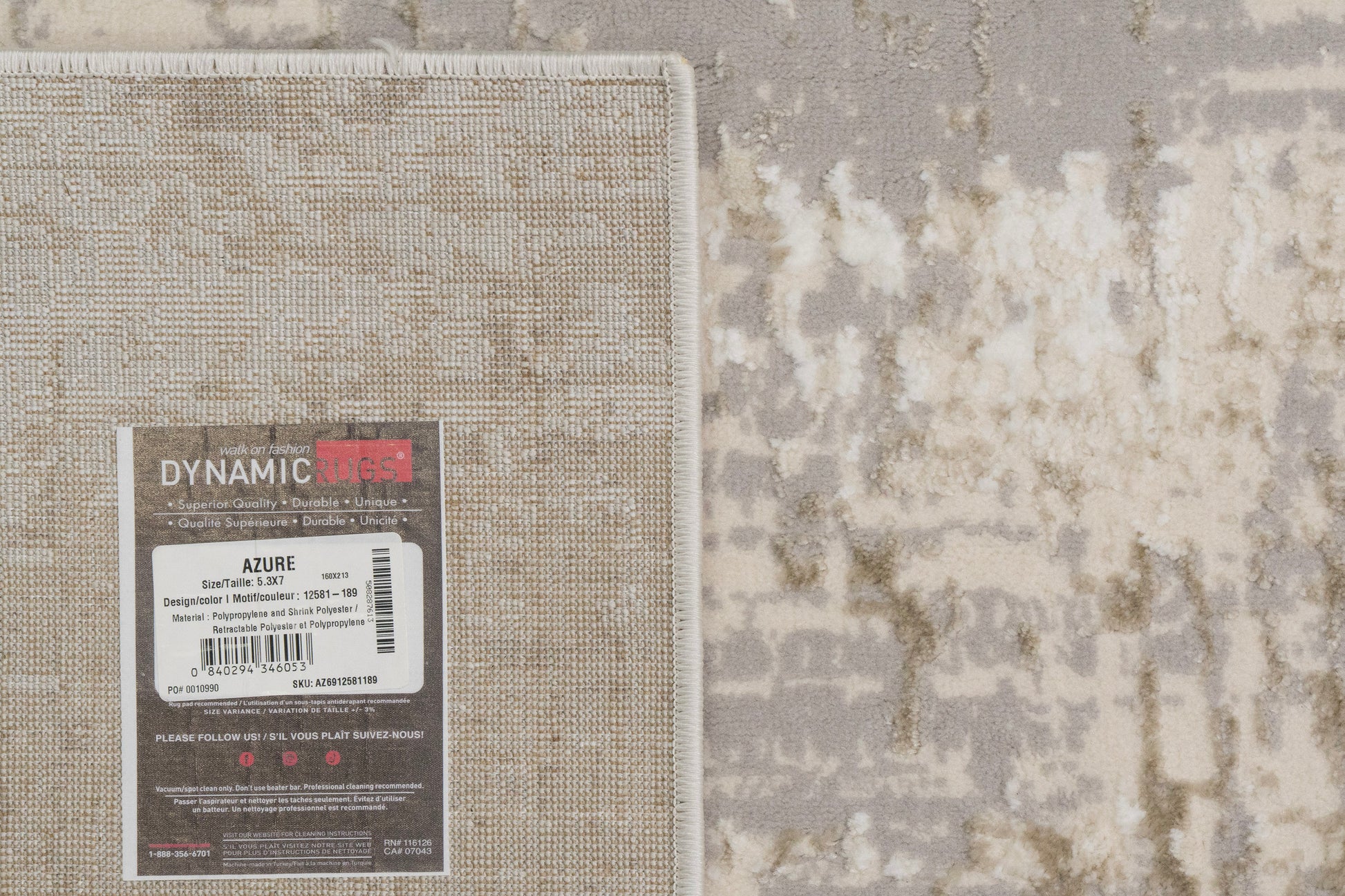 Azure Modern Ivory/Beige/Grey Abstract Medium Pile Rug