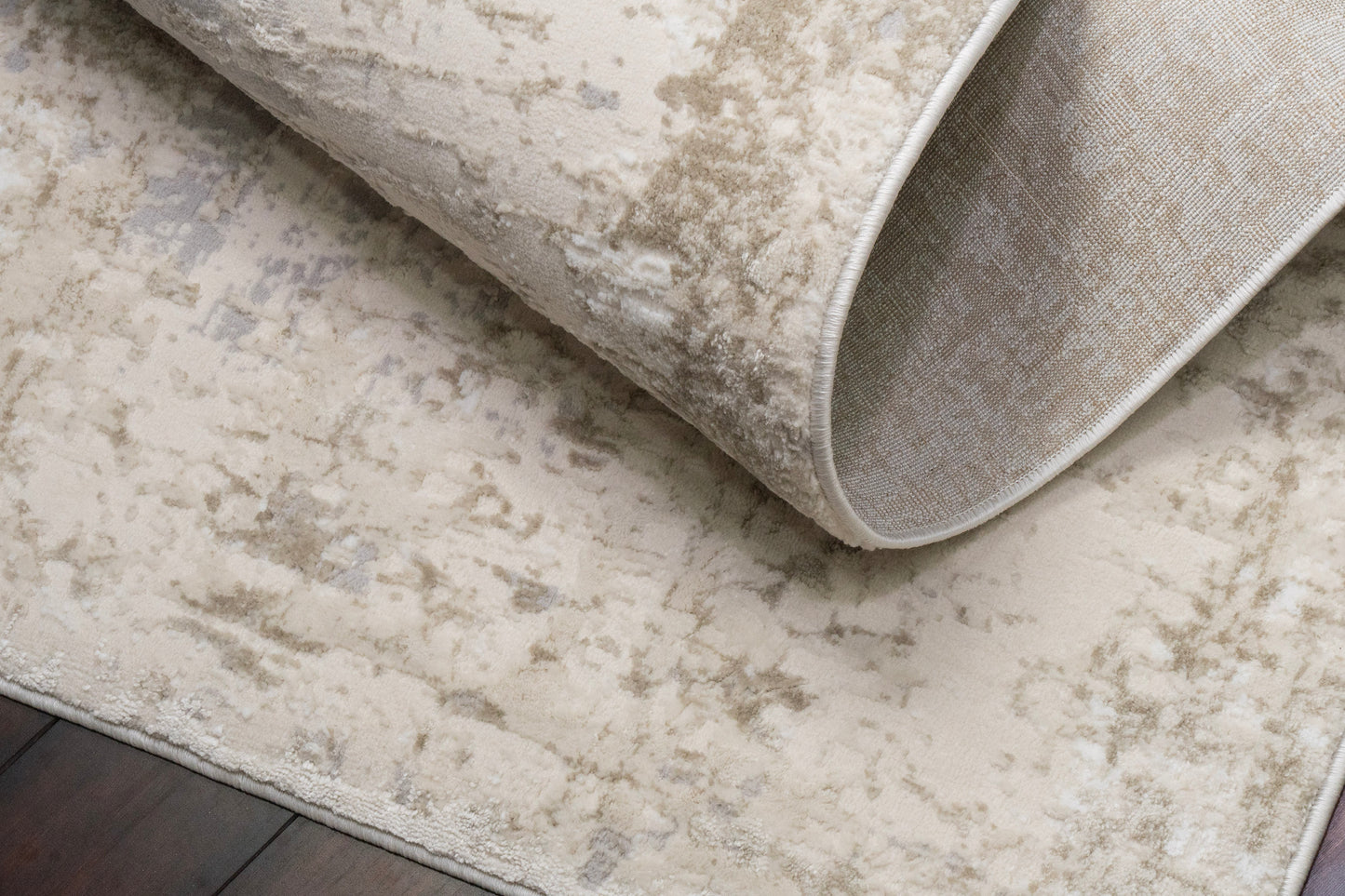 Azure Modern Ivory/Beige/Grey Abstract Medium Pile Rug