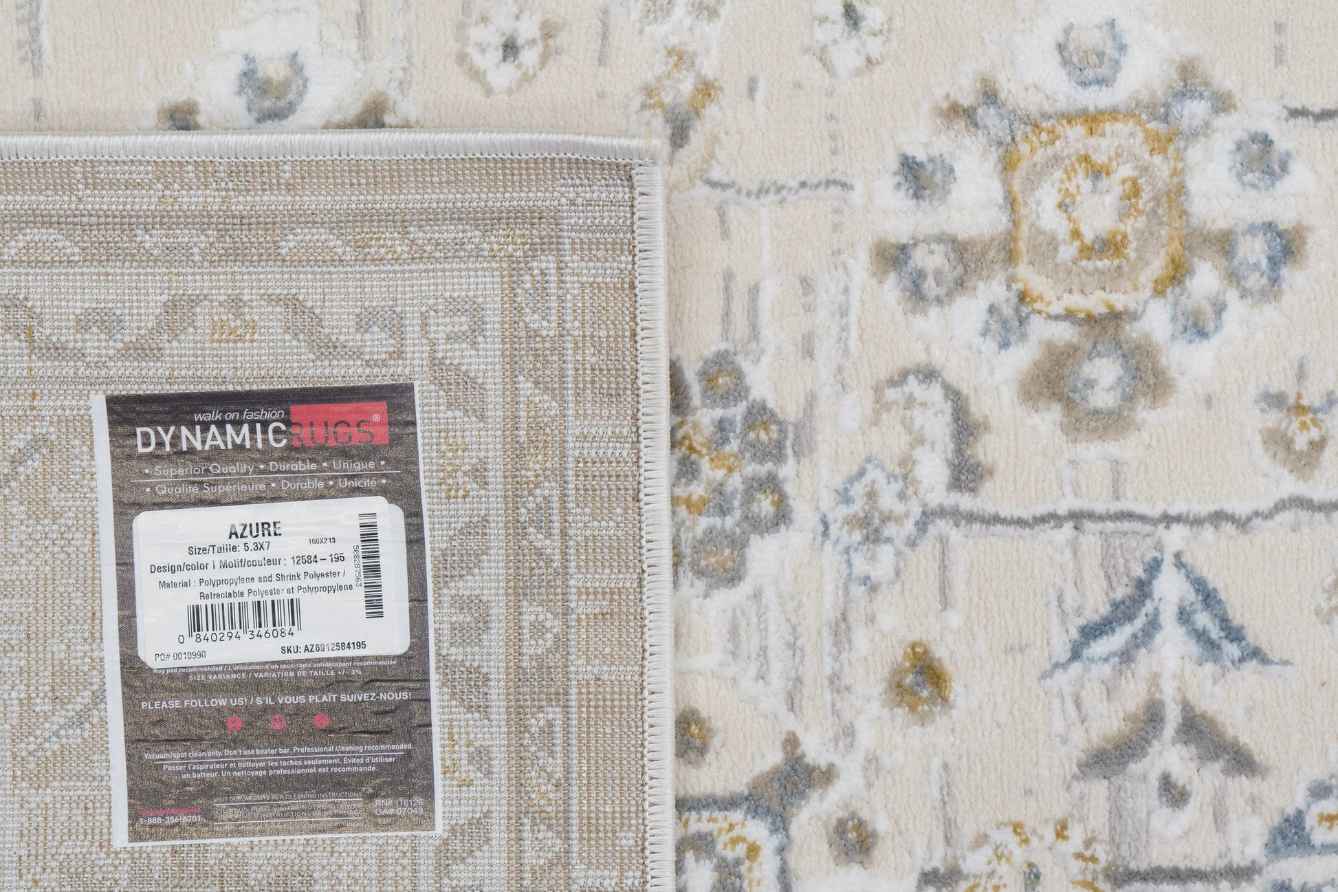 Azure Traditional Ivory/Grey/Blue Southwestern Medium Pile Rug