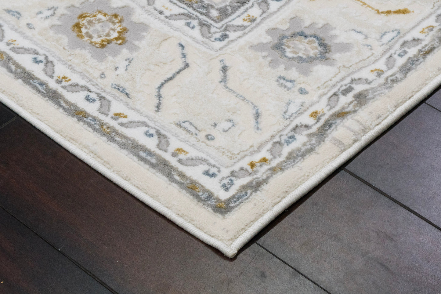 Azure Traditional Ivory/Grey/Blue Southwestern Medium Pile Rug