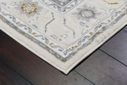 Azure Traditional Ivory/Grey/Blue Southwestern Medium Pile Rug