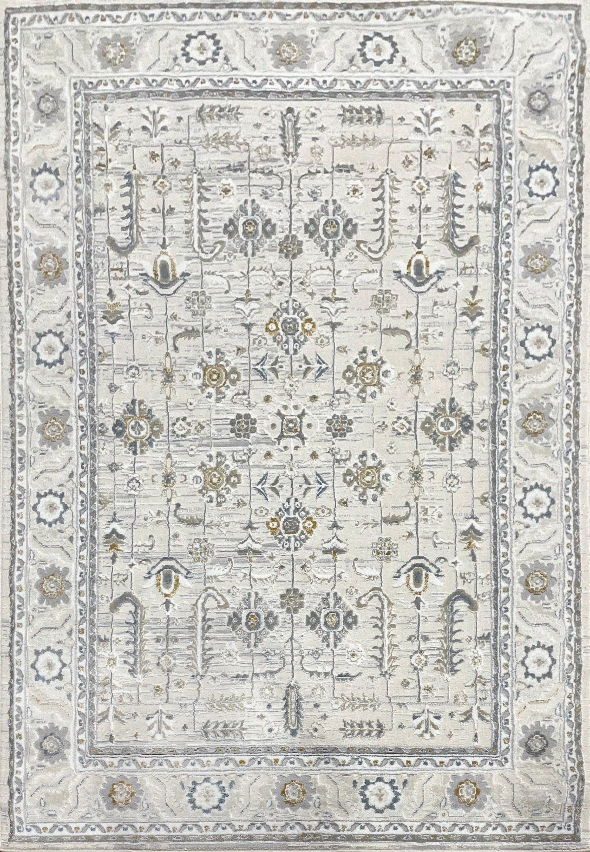 Azure Traditional Ivory/Grey/Blue Southwestern Medium Pile Rug