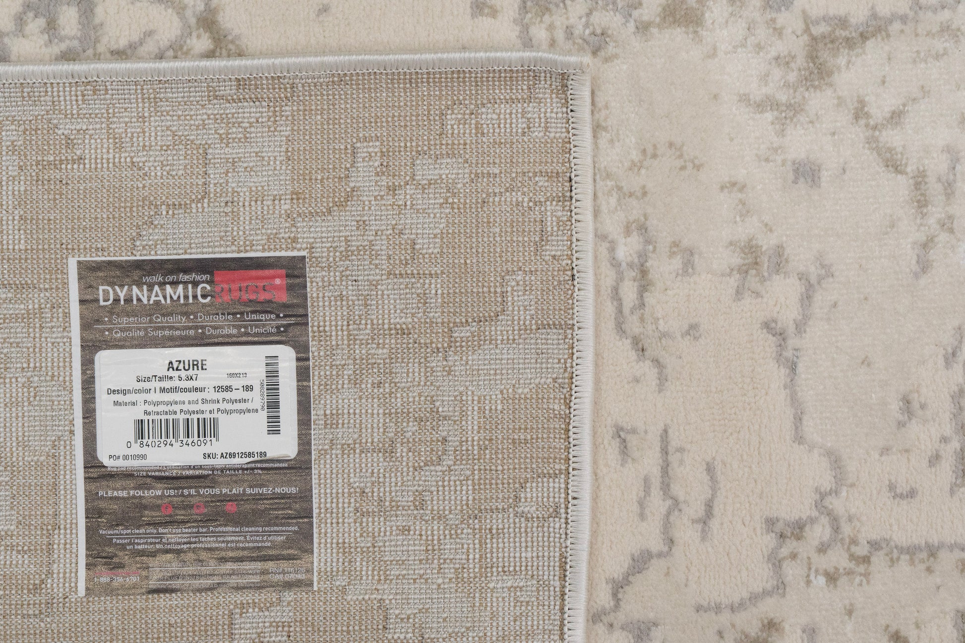 Azure Modern Ivory/Beige/Grey Abstract Medium Pile Rug