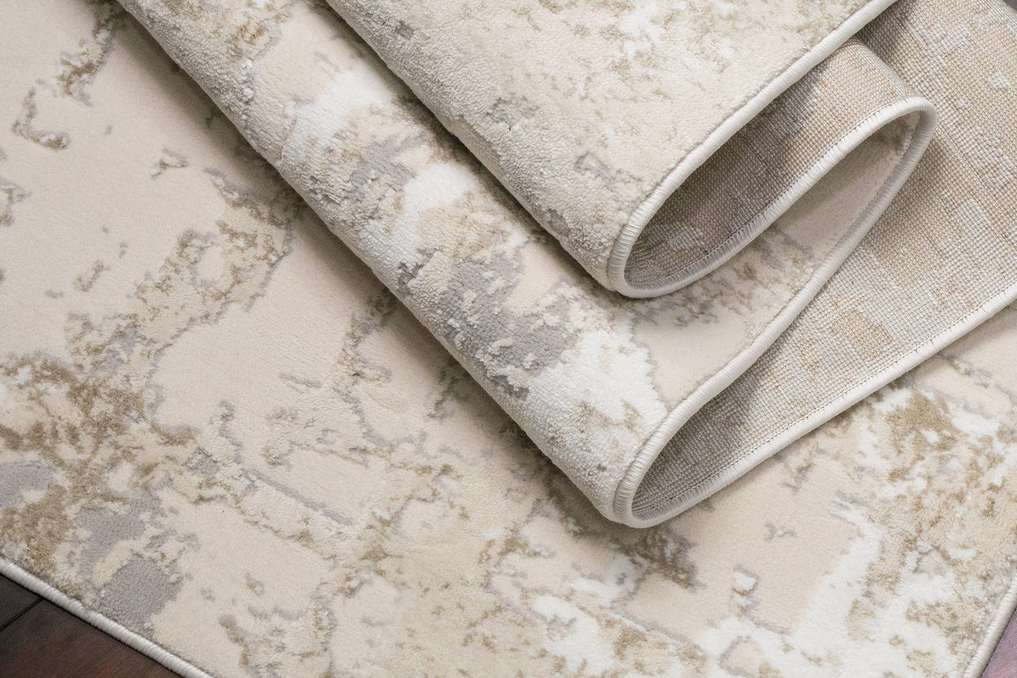 Azure Modern Ivory/Beige/Grey Abstract Medium Pile Rug